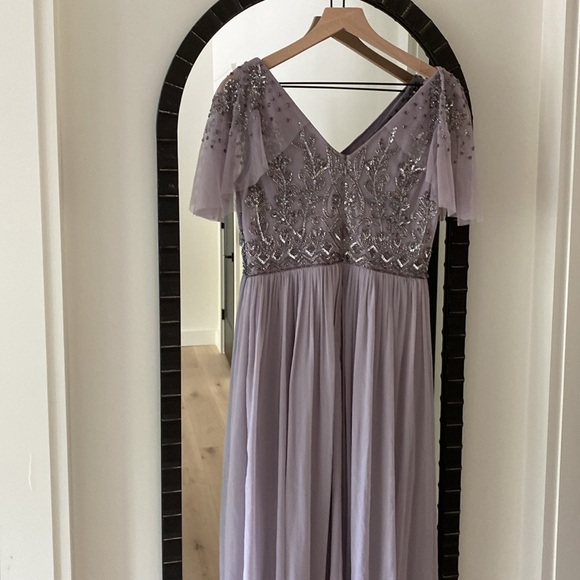 Adrianna Papell Sequin Flutter Sleeve Ball Gown - Picture 4 of 6